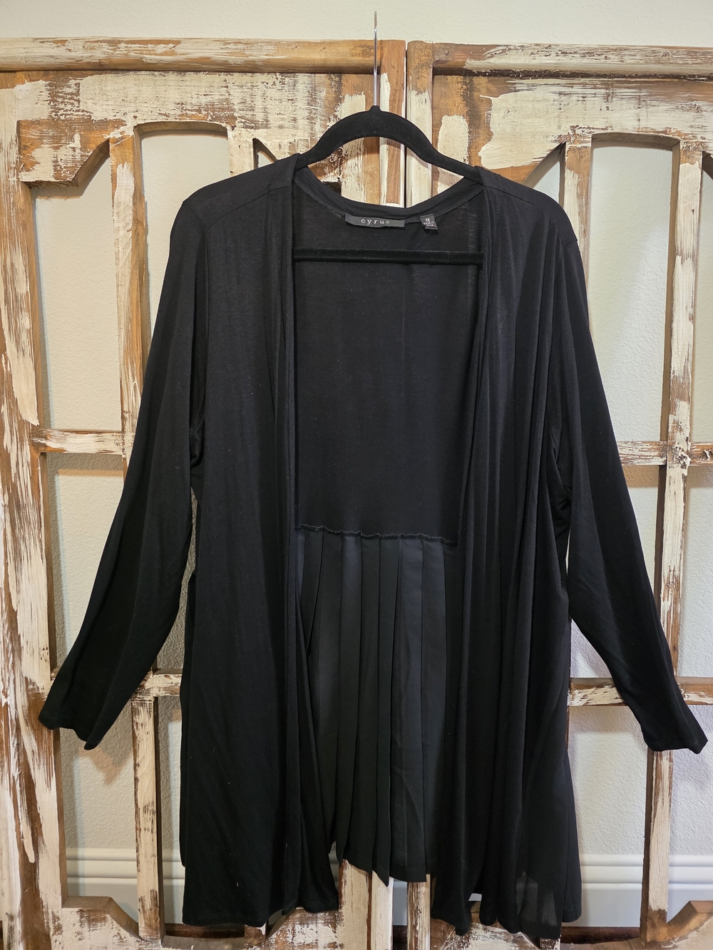 Cyrus Black Pleated Open Front Cardigan 1X
